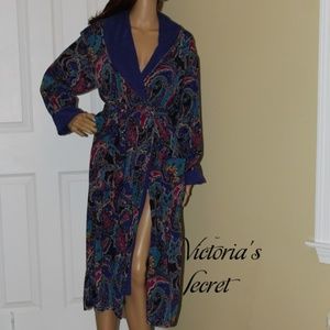 Victoria's Secret Purple Terry Lined Paisley Robe